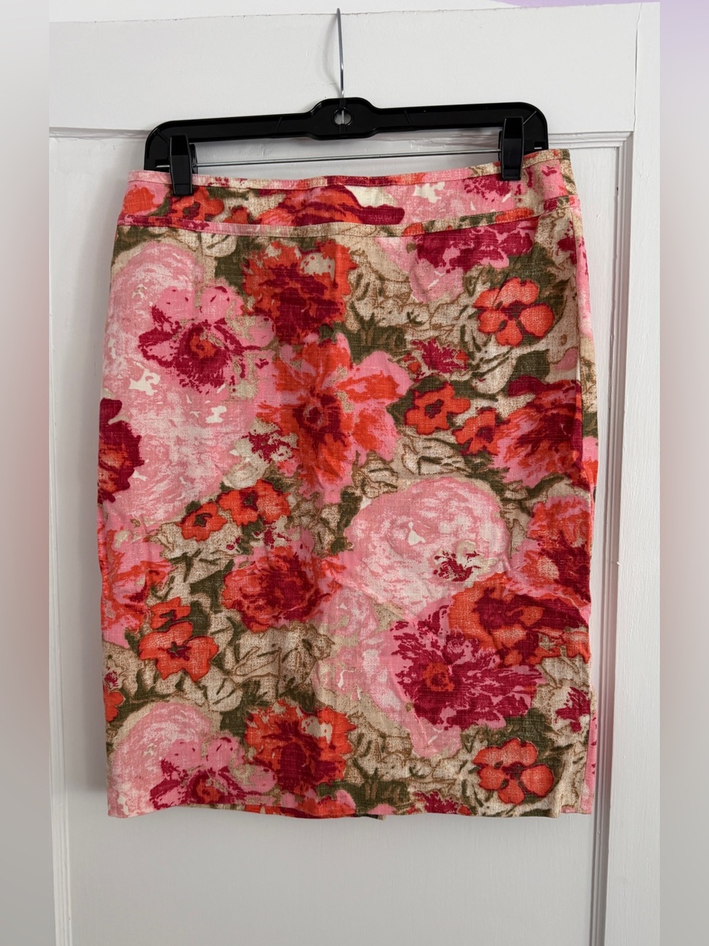 Talbots Pink and Red Floral Pencil Skirt